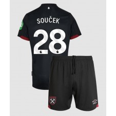 West Ham United Tomas Soucek #28 Bortaställ Barn 2024-25 Korta ärmar (+ Korta byxor)